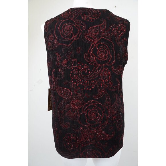TanJay Women's PLUS 2X Red Black Shimmer Sleeveless Blouse Holiday Christmas NWT - Picture 4 of 9